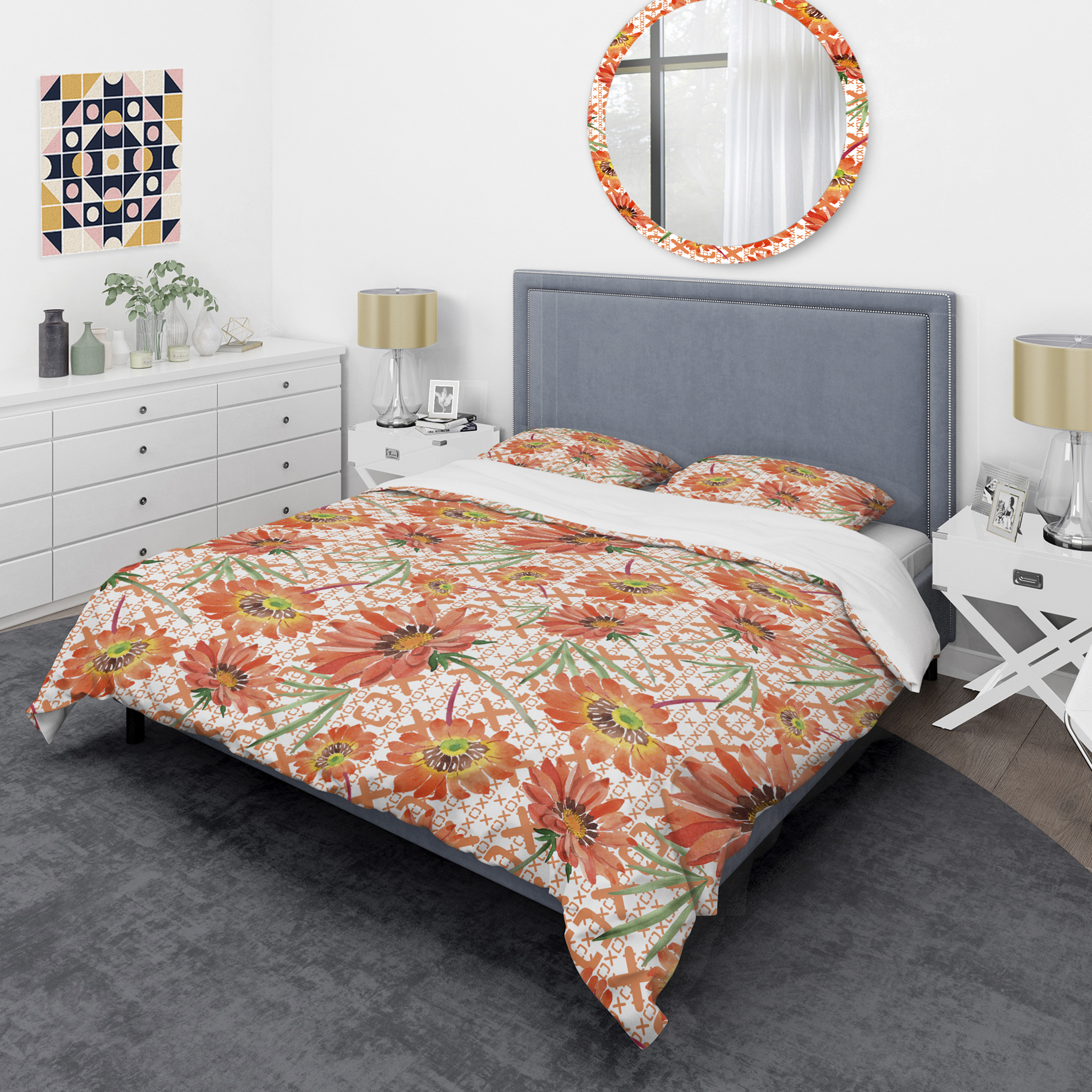 Designart 'Floral Botanical Retro I' Mid-Century Modern Duvet Cover Set