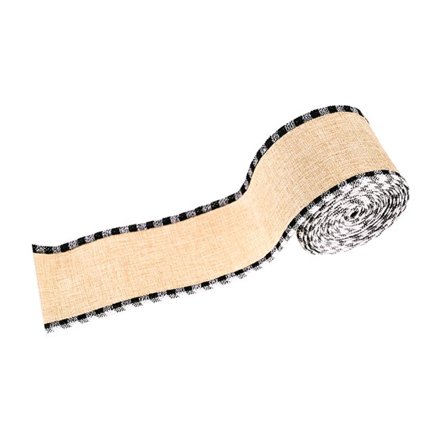 Crafts Gift Christmas Ribbon Holiday Decorations Bow Decoration Black And White 2.5 X 216Inches Linen Webbing