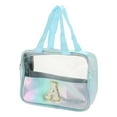 thumbnail image 1 of Bolsas de maquillaje de letra A transparente para mujeres de Unique Bargains, 1 pieza, para vacaciones y actividades al aire libre, color azul PU, 1 of 3