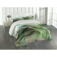 thumbnail image 2 of Ambesonne Peacock Quilted Coverlet 3 Pcs, Summer Flower Garden, Queen Size, Green Fuchsia, 2 of 4