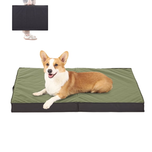 WATANIYA Foldable Travel Dog Bed, Outdoor Waterproof Orthopedic Pet Bed Mattress for Crate, Green