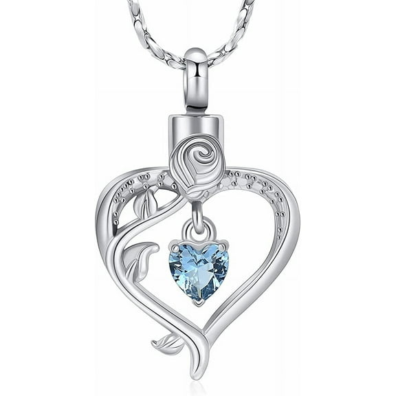 Rose Flower Urn Necklace for Ashes Cremation Jewelry Heart Urn Pendant for Ashes Memorial Jewelry Gift