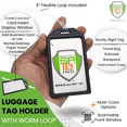 thumbnail image 6 of 5 Pack - Premium Rigid Airline Luggage Tag Holders with 6" Worm Loops - Heavy Duty Hard Plastic -Suitcase ID Tag Identifiers with Business Card Insert Window by Specialist ID (White), 6 of 6