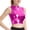 01 Hot Pink, variant on Women's Shiny Metallic Patent Leather Top Sleeveless Slim Fit Party Blouse For Nightclub Clubwear Evening Events