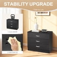 thumbnail image 5 of SESSLIFE 3 Drawer Nightstand, Black Night Stand with Silver Handles, Wood Bedside Table Storage Cabinet, Multi-Scene Furniture for Bedroom, Living Room, 5 of 8