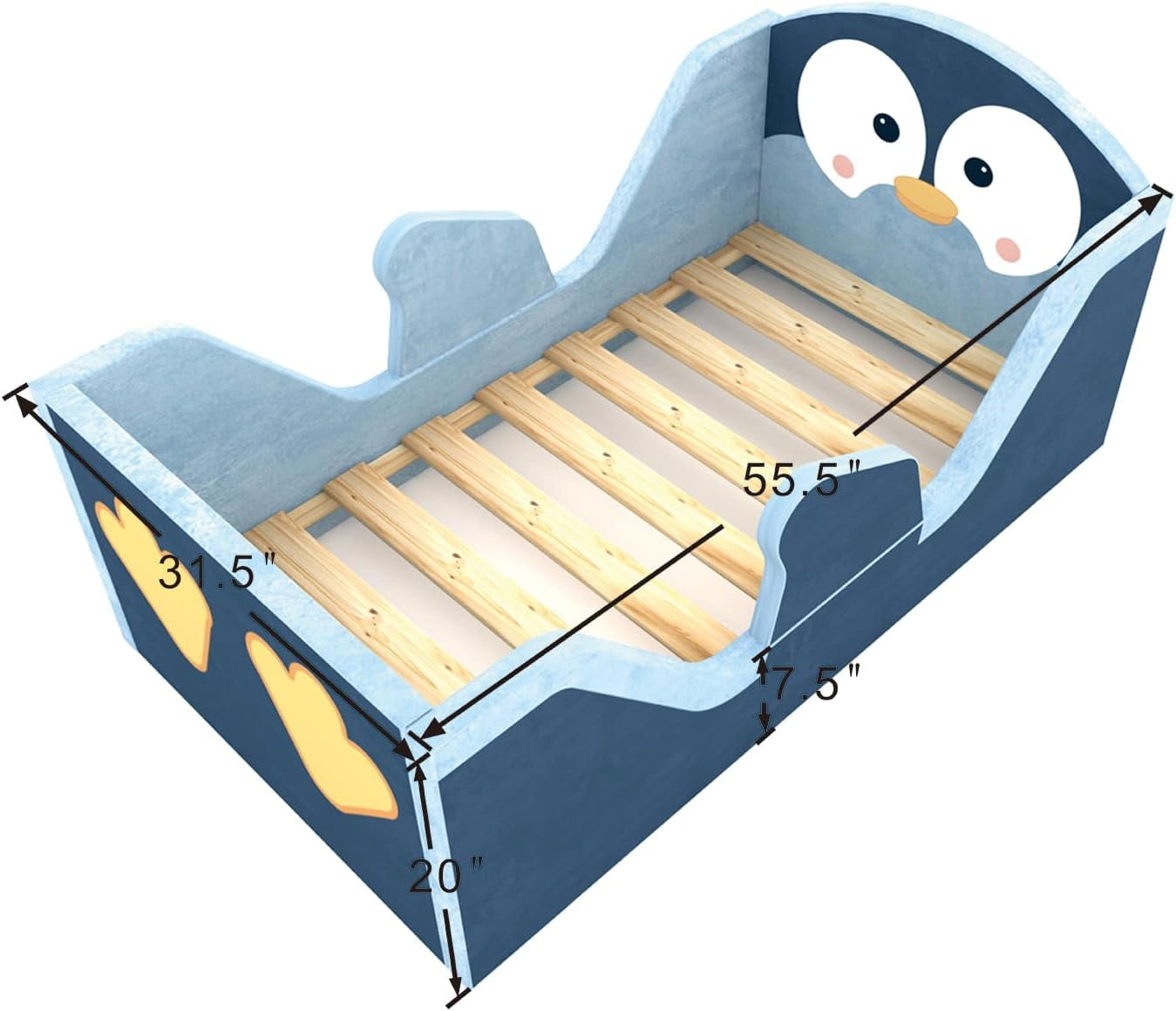 Toddler Beds, Child Bed for Kids with Extra Safty Broad, Standard Crib Size Animal Toddler Bed, Certified Fabric Toddler Beds,Toddler Floor Beds
