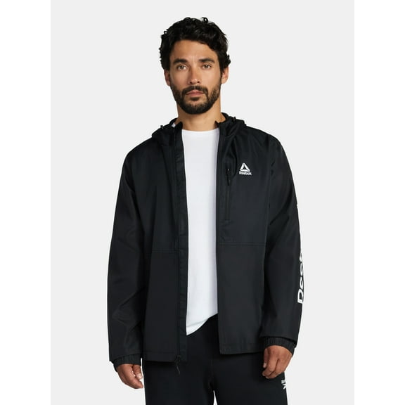 Reebok Men and Big Men's Jersey Lined Windbreaker Jacket with Hood, Lightweight, Sizes S-3XL