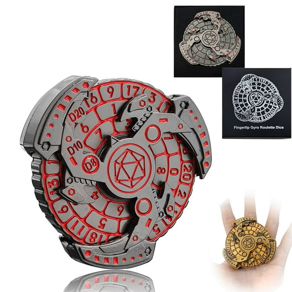 Shadow Roulette Dice Spinner for DND Dice Set, 7-in-1 Dragon Metallic D&D Dice with Gift Case for Dungeons and Dragon Game, RPG Role Playing Table Game Gifts (Red-Silver)