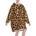 thumbnail image 2 of Leopard Pattern,Women's Oversized Wearable Blanket Hoodie, Blanket Sweatshirt,Flannel Pullover Blanket, 2 of 9