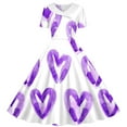 thumbnail image 4 of BRGZLK Girl Dresses Hepburn Style Valentine Day Print Short Sleeve Turn Down Collar Dress Trendy Comfy Dance Skirt Gold 13-14 Years, 4 of 4