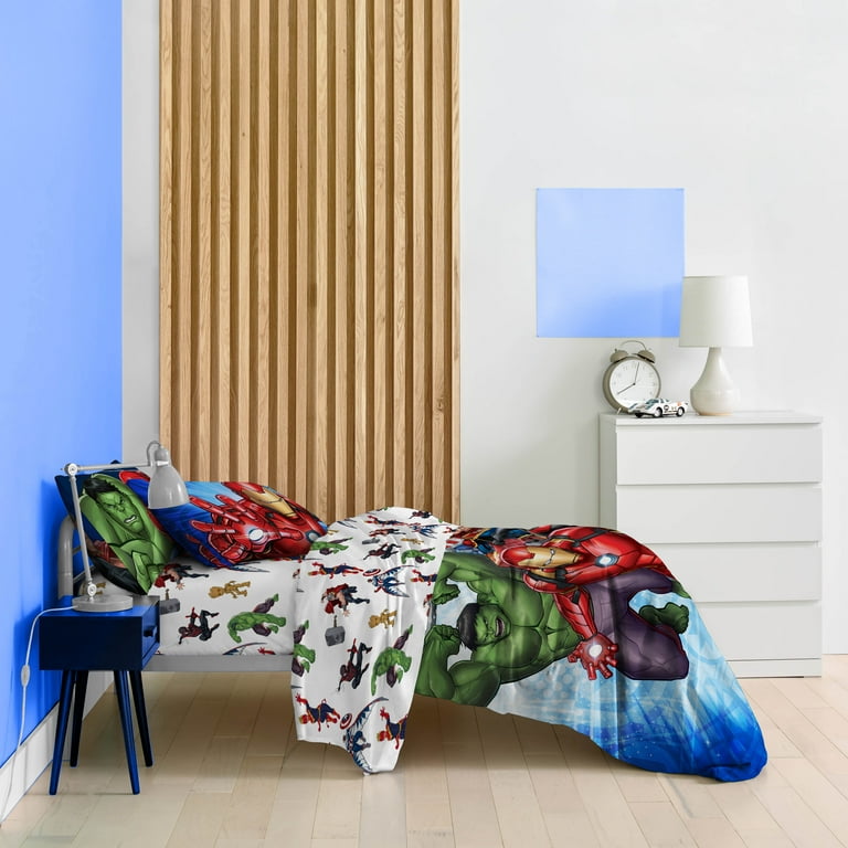 Marvel Avengers Blue 5 Piece Twin Bed Set w Sham 100 Microfiber Walmart