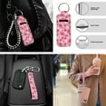 thumbnail image 6 of Jeiento Pink Strawberry 17 Pcs Car Accessories Set Car Seat Covers Full Set Steering Wheel Cover Seat Belt Pads Armrest Wrap Foot Mats Coaster Key Rings Lipstick Holder for SUVs Sedans, 6 of 8