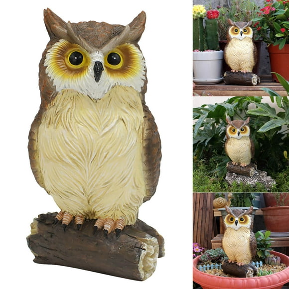 Qaailabf Realistic Plastic Owl Decoy Scarecrow - 18" Garden Bird Repellent Statue - Outdoor/Indoor Pest Deterrent for Birds, Pigeons, Squirrels - Decorative Ornament for Patio, Balcony, Yard