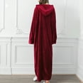 thumbnail image 5 of Defitshape Women's Long Sleeve Robe Ladies Baggy Long Hooded Zipper Fuzzy Fleece Bathrobe Family Lounging Zipper Soft Plush Housecoat Winter Warm Fluffy Maxi Duster Robe Burgundy Large, 5 of 5