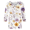 thumbnail image 6 of JTZGDY Womens 3/4 Sleeve Tops Dressy Casual Floral Printed Summer Oversized Crewneck Tunic Blouse Lightweight Relaxed Fit Cozy Pullover T-Shirts Multicolor#11 M, 6 of 6