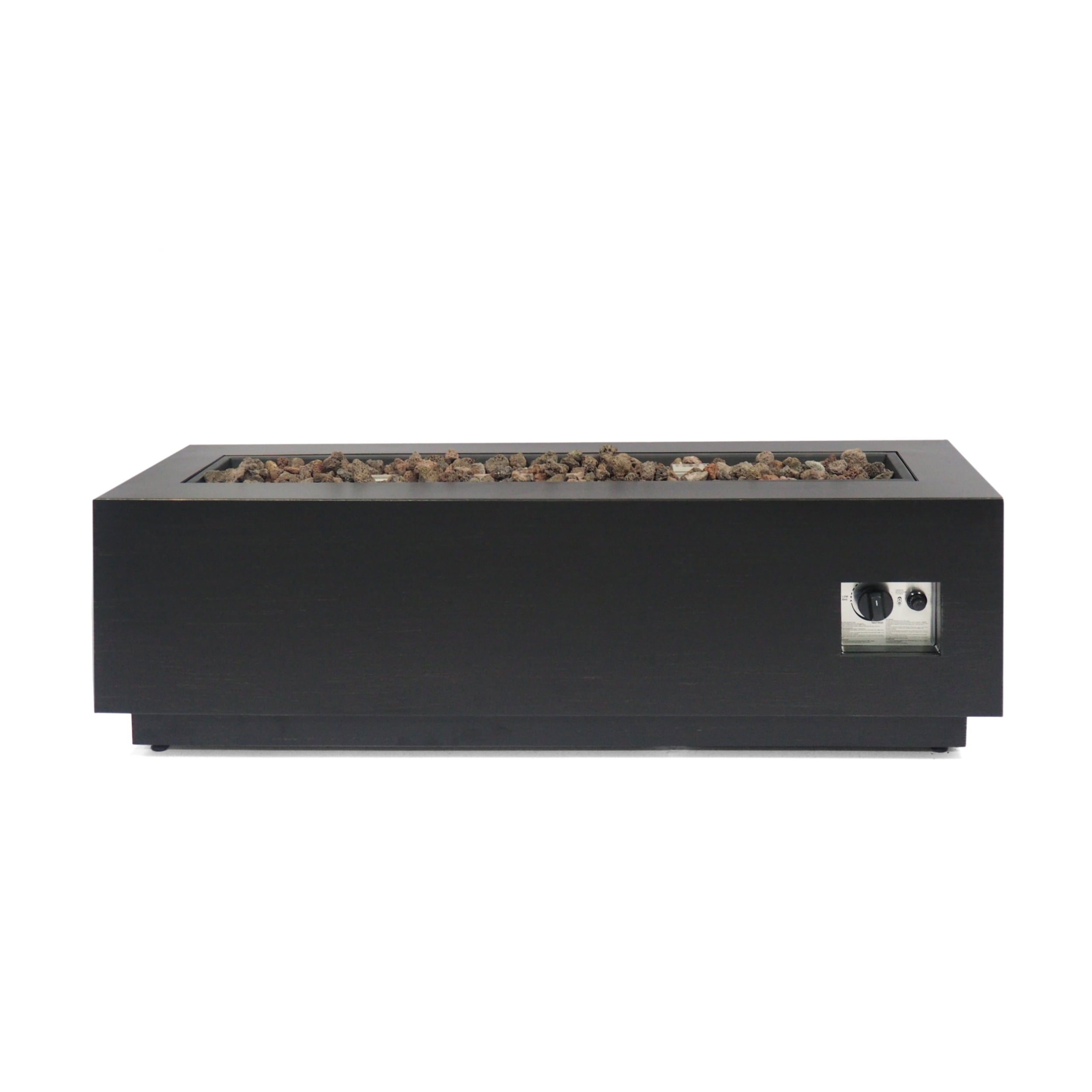 Noble House Wellington Rectangular Fire Pit with Tank Holder in Brushed Brown