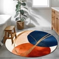 thumbnail image 4 of Navy Blue Burnt Orange Round Area Rug 4ft, Geometric Modern Boho Art Washable Non-Slip Circle Rugs for Bedroom Living Room Kitchen, Soft Non Shedding Circle Carpet for Dining Room Dorm, 4 of 9