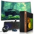 thumbnail image 1 of Restored HP Half Dark Gaming PC Desktop Computer – AMD Pro A10-9700,RX 550 Graphics,8GB RAM,1TB SSD,32 Inch Curved Monitor,RGB Keyboard with AI Copilot,Mouse,WiFi,RGB Headphone,Windows 11, 1 of 9