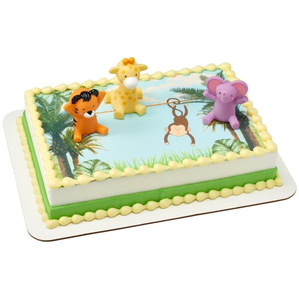 A set of 12 fondant Jungle/Zoo/Wild animals themed cupcake toppers.