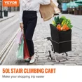 thumbnail image 2 of Stair Climbing Cart 50L Foldable Shopping Cart w/ Waterproof Bag & Seat, 2 of 6