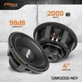 thumbnail image 2 of PRV AUDIO 12MR2000-NDY 12 inch Midrange PRO Audio Speaker, 2000 Watts 8 Ohm, 98dB, 4" Voice Coil High Power Car Audio & Chuchero Neodymium Loudspeaker Single, 2 of 7