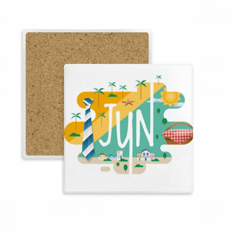 

June Month Season Illustration Square Coaster Cup Mat Mug Subplate Holder Insulation Stone