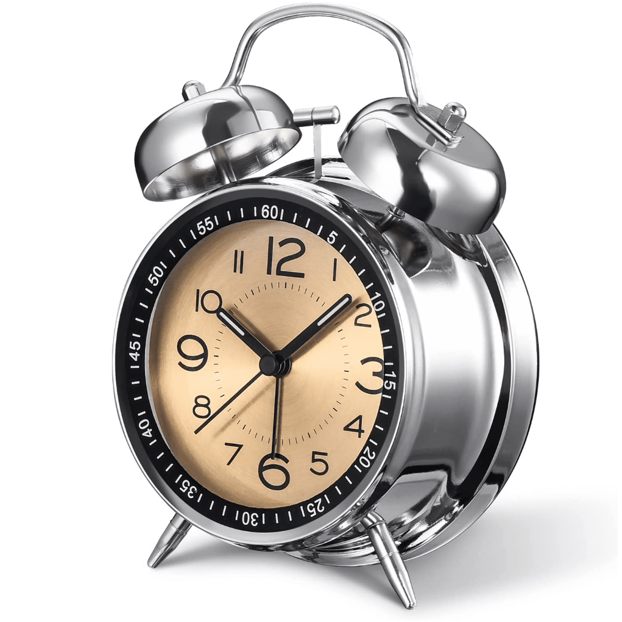 Loud Alarm Clock for Heavy Sleepers Adults,Retro 4 Inch Silent Non Ticking Quartz with