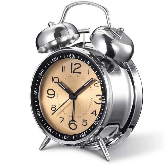 Loud Alarm Clock for Heavy Sleepers Adults,Retro 4 Inch Silent Non-Ticking Quartz with Backlight,Twin Bell Analog Kids Alarm Clocks for Bedrooms Bedside