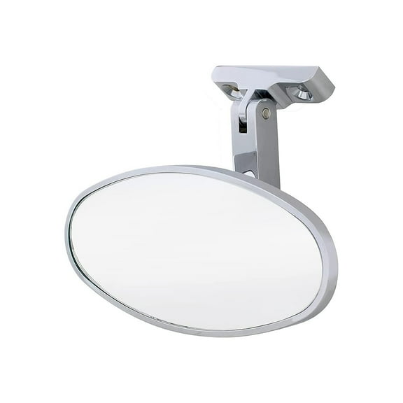 United Pacific 70804 Chrome Plated Oval Shaped Aluminum Interior Rear View Mirror w/Screw-On Mount for Classic Cars, Hot Rods & Street Rods - One Unit