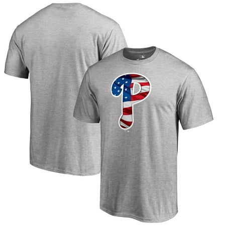 Philadelphia Phillies Fanatics Branded 2019 Stars & Stripes Banner Wave Logo T-Shirt - Heather