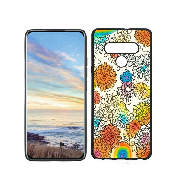 Compatible with LG Stylo 6 Phone Case, Retro-s-Groovy-Floral-Rainbow-Hippie17 Case Men Women, Flexible Silicone Shockproof Case for LG Stylo 6