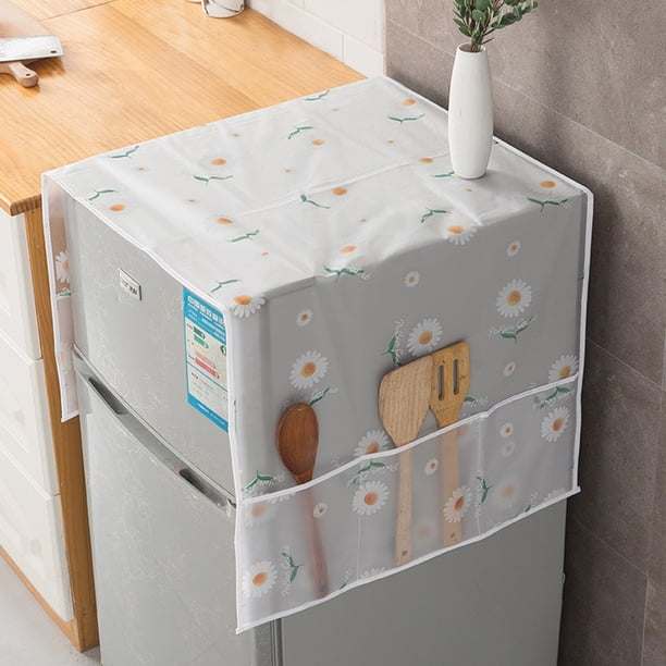 Cubrecubos Lavadora Secadora Superficie Protectora Almohadilla Impermeable Algodón, Cubre Refrigerador Protector, con Bolso Lateral, Resistente a Grasa, para Cocina, Lavandería, con