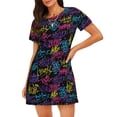 thumbnail image 1 of Easygdp Graffiti Art Camisón de manga corta para mujer, informal, estampado, 1 of 6