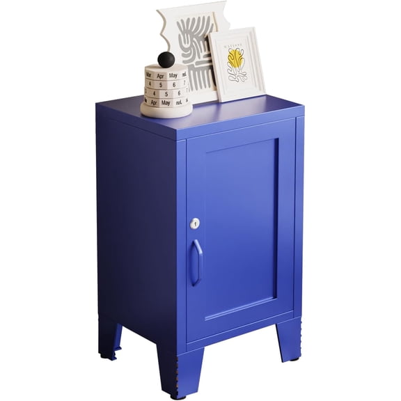 ALBAD Metal Nightstand with Lockable Cabinet, Compact Mini Locker Bedside Table for Kids & Adults, Modern Steel Side Table for Bedroom, Dorm, or Living Room