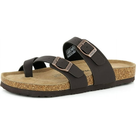 

VENECORE Arena Women s Cork Footbed Sandals Summer Comfortable Cushioned Slide Flat Slip-on Brown US 11M