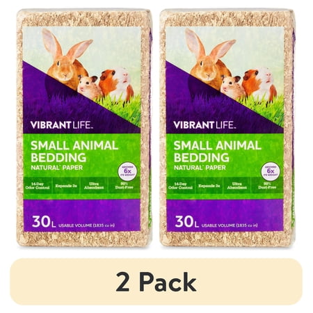 (2 pack) Vibrant Life Small Animal Bedding Natural Paper 30 L Bag