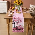 thumbnail image 2 of Valentine's Day Table Runner - 60 Inch Long Romantic Love Tree Branch Truck Roses Ombre Pink Cotton and Linen Blended Dress Scarves Farmhouse Table Runner for Kitchen Dining, Coffee Table, 13" x 60", 2 of 8