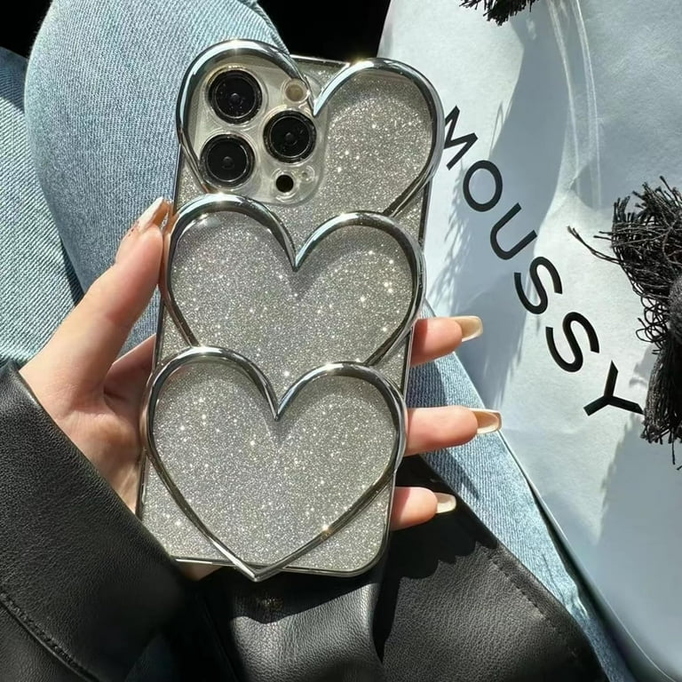 Chrome Case for Women/Girls, Silver Plated Stacked Hearts Bling Glitter Sparkle Phone Case Compatible with iPhone 14 Pro, Silver - Walmart.com Chrome Case for Women/Girls, Silver Plated Stacked Hearts Bling Glitter Sparkle Phone Case Compatible with iPhone 14 Pro, Silver - Walmart.com