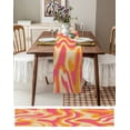 thumbnail image 3 of Pink Orange Table Runner-Cotton Linen- 60 Inch Holiday Dresser Scarves, Boho Colorful Rainbow Abstract Tie Dye Tablerunner for Kitchen Coffee/Dining Bedroom Home Living Room Dinner Scarf Décor 13x60, 3 of 9