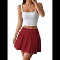 thumbnail image 2 of Falda de Tenis Plisada de Cintura Alta para Mujer y Niña, Estilo Escolar, Corte A Vino Tinto L, 2 of 8