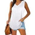 thumbnail image 2 of Aihuaihua Fashionable Tailcoat Hem V Neck Sleeveless Tank Top for Women Casual Summer Solid Color Vest Tee, 2 of 4