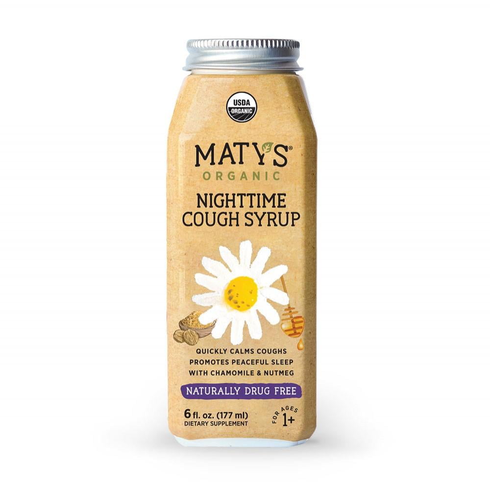 Maty's Organic Goodnight Cough Syrup, 6 Fluid Ounce, Organic Cough Remedy, Soothes Throats With