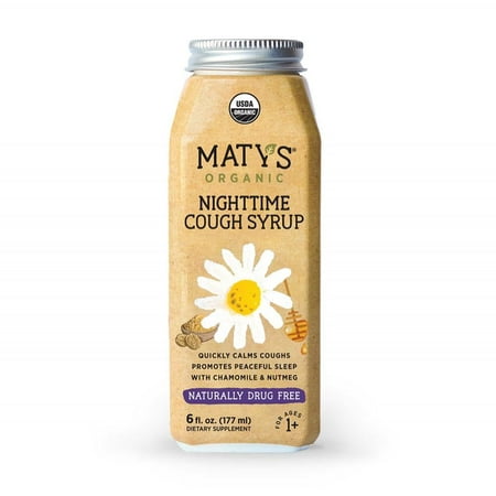 Maty's Organic Goodnight Cough Syrup, 6 Fluid Ounce, Organic Cough Remedy, Soothes Throats With Organic Honey, Chamomile & Nutmeg, Immune Boosting, Helps Ease Common Cold Symptoms, 6 Oz (Best Prescription Cough Syrup)