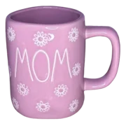Rae Dunn Lavender MOM Mug Ceramic with Ivory LL Letters and Daisies