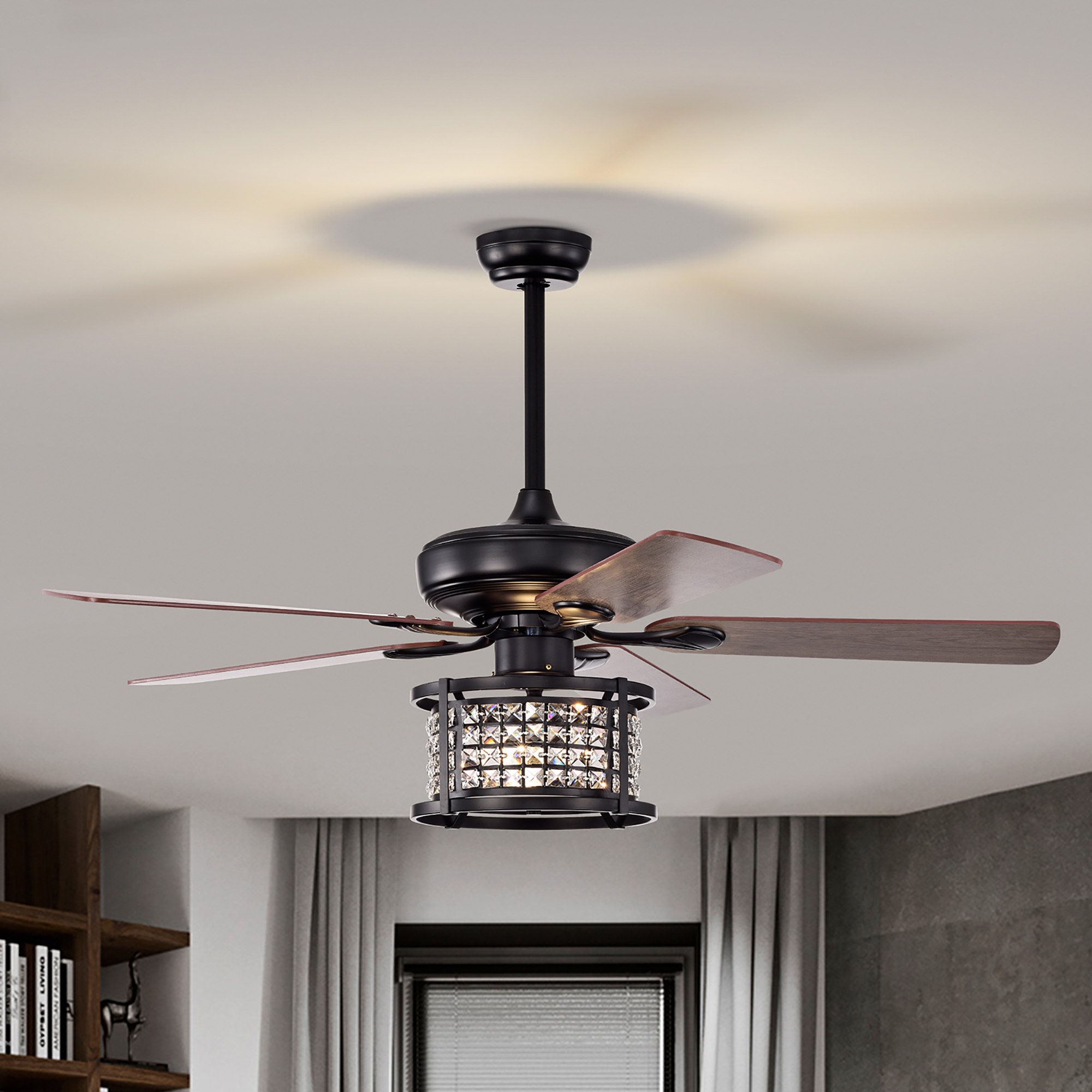 Costway 52'' Ceiling Fan with Light Reversible Crystal Ceiling Fan Lamp W/Remote Control
