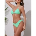 thumbnail image 2 of DARING DIVA Women's Waffle Knit Textured Halter Bikini Set Large Mint Green, 2 of 6