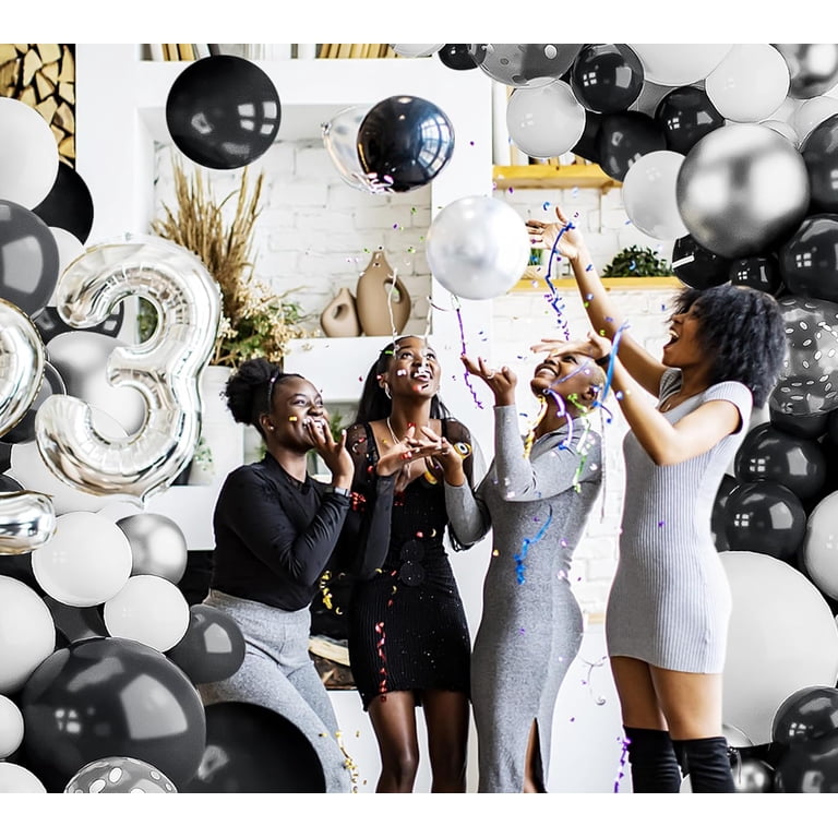 little black dress party decorations Black White Balloons Garland Arch Kit-148Pcs Confetti Silver Black White  Balloons Party Decorations for Baby Shower Birthday New Years Engagement  Wedding Anniversary Retirement