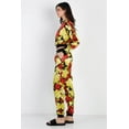 thumbnail image 2 of Black & Satin Effect Red & Lime Floral Print V-neck Top & Pants Set, 2 of 5