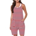 thumbnail image 1 of FAIWAD Rompers for Women Summer Casual Short Jumpsuits Overalls with Pockets 2024 Striped Jumpers, 1 of 5
