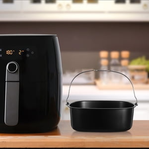 GOOHOCHY Baking Cake Barrel Fry Basket Metal Non-stick Black 1Set For Air Fryer